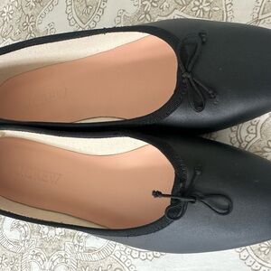 J. Crew Black Ballet Flats with Bow Trim